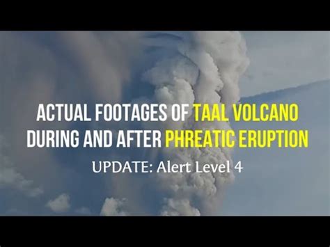 In phivolcs' taal volcano alert signals, alert level 4 means intense unrest, continuing seismic swarms, including harmonic tremor and/or 'low frequency earthquakes' which are usually felt, profuse steaming along existing and perhaps new vents and fissures. TAAL VOLCANO ERUPTION UPDATE!!! Alert Level 4 - YouTube