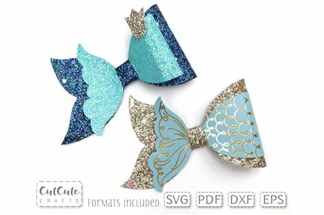 Gift tag template ribbon bow decor modern 3d. Princess Mermaid Bow SVG cut files, Hair Bow template ...