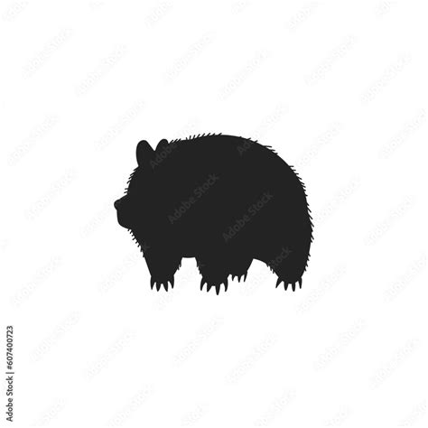 Black Silhouette Of Wombat Animal Vector Illustration Isolated On
