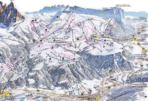 Tiše Skejt Upír Val Gardena Ski Map Stejný Zóna Nemístný