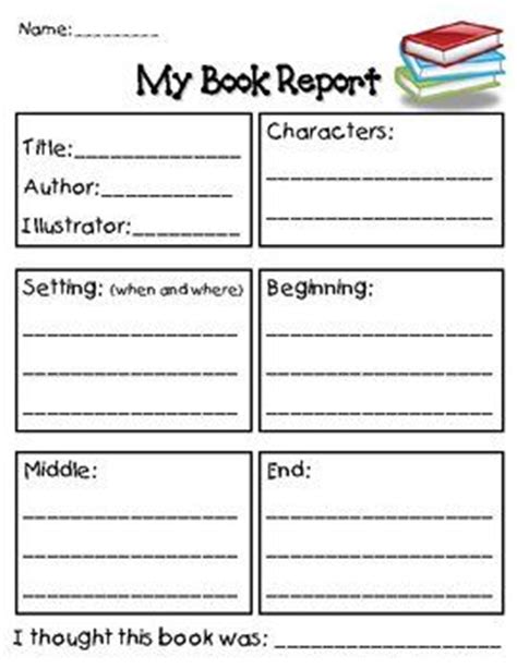 It can be used immediately after reading the easy way. Book Report Worksheet | Book report templates, First grade ...