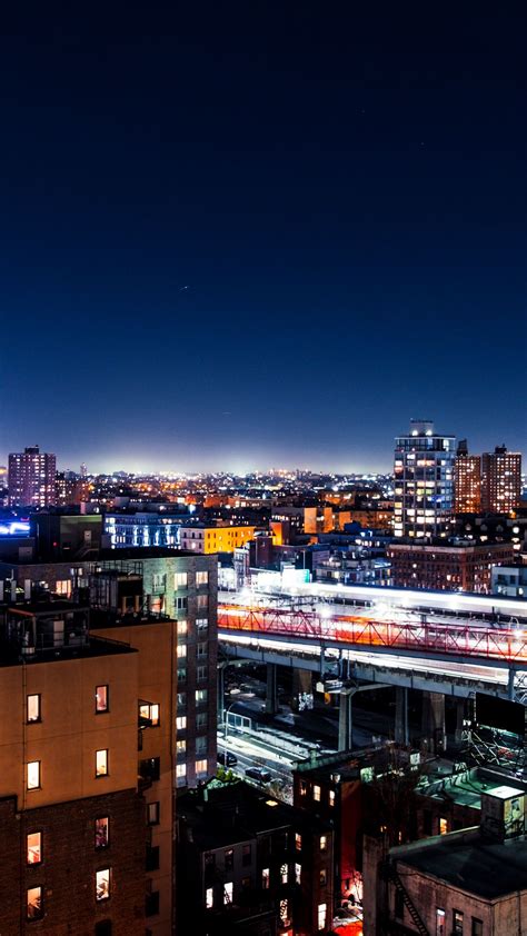 Download Wallpaper 1350x2400 Night City Night Aerial View Neon