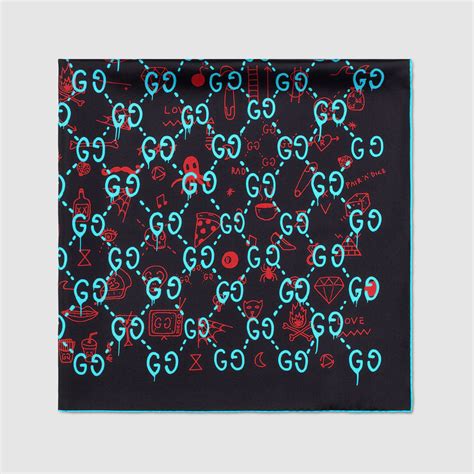 Gucci Ghost Scarf In Multicolor Black Guccighost Print Lyst
