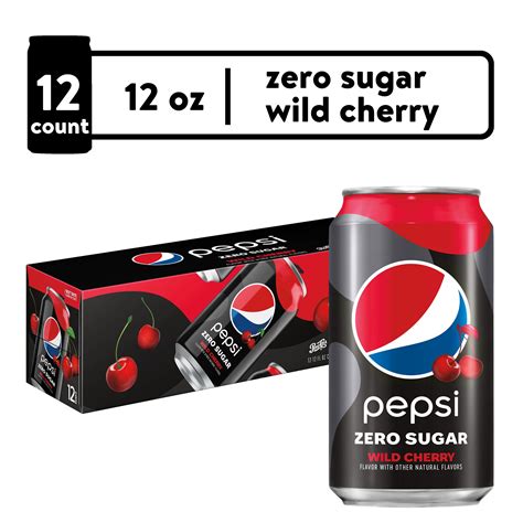 Pepsi Zero Sugar Wild Cherry Soda Pop 12 Fl Oz 12 Pack Cans