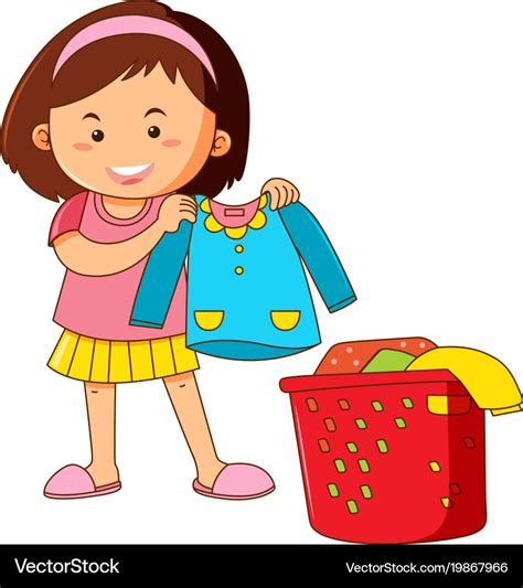 Little Girl Doing Laundry Royalty Free Vector Image