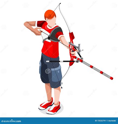 Archery Player Summer Games Icon Set3d Isometric Archery Player Stock