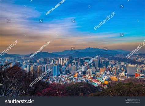 View Downtown Cityscape Seoul Tower Seoul Stock Photo 772025512