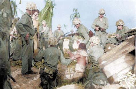 Colourised Photos Show American Troops Capturing Pacific Islands From