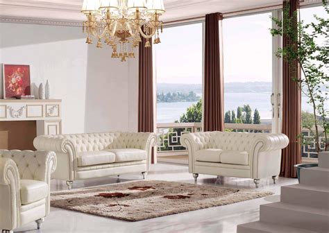Orange Italian Leather Living Room Sofa Set 3pcs Contemporary Esf 410
