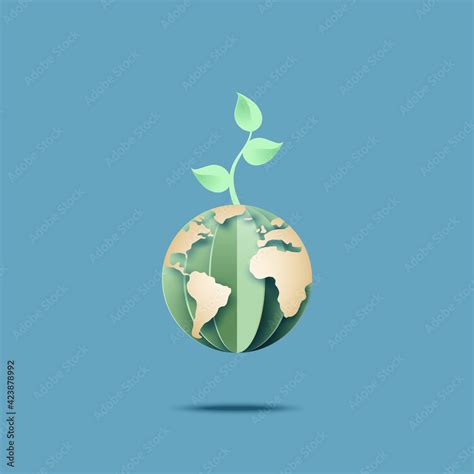 Earth Daygreen Earth Concept With Plant Or Seedlingpaper Art Of