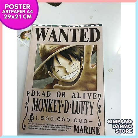 Nah, karena itulah kami sudah merangkum koleksi berharap postingan poster buronan one piece diatas bisa berguna buat kalian. Jual Poster Wanted One Piece - Lukisan