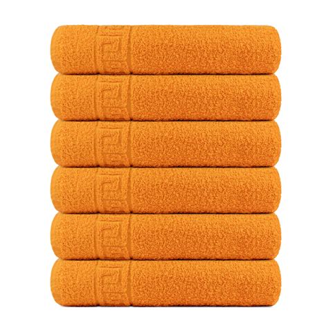 6 Piece 100 Cotton Handbath Towel With Color Options Orange Bath