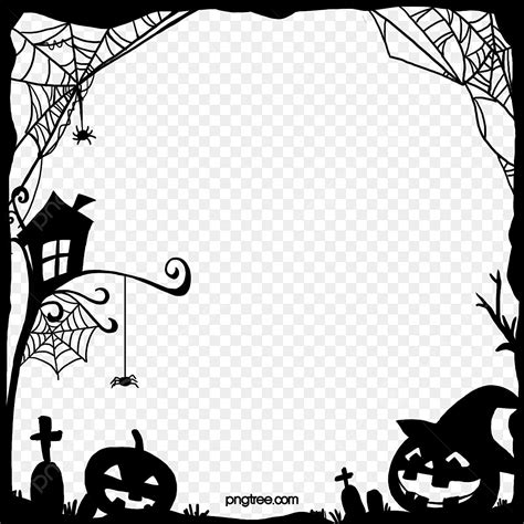 Gambar Halloween Labu Jaring Laba Laba Perbatasan Hitam Clipart Web