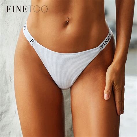 Finetoo 2020 Cotton Panties Women Soft Bikini Underwear Female Comfortable Thongs Girls Letter