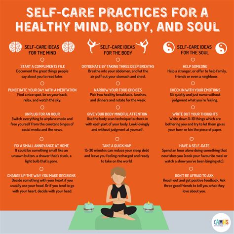 Self Care Practices For A Healthy Mind Body And Soul Camhs Professionals