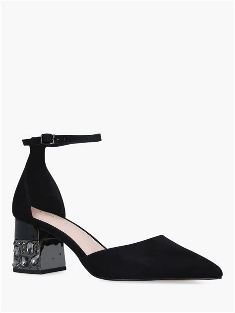 Carvela Laries Embellished Block Heel Court Shoes Black