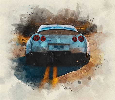 Car Custom Watercolor Portrait Classic Car Painting From Etsy Ireland