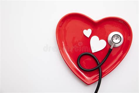 Red Heart Shape With A Stethoscope Healthy Heart Concept Stock Image