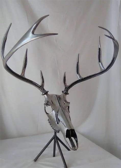 This Unique Hand Crafted Deer Skull Features Rebar Antlers And Rebar