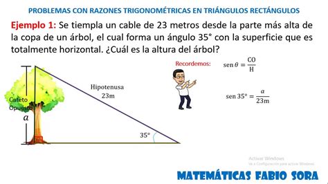 Problemas con razones trigonométricas en triángulos rectángulos
