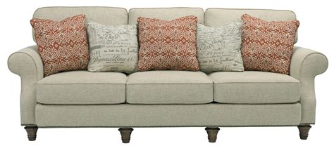 Whitfield Stationary Sofa With Rolled Arms Turned Wood Legs And Nail
