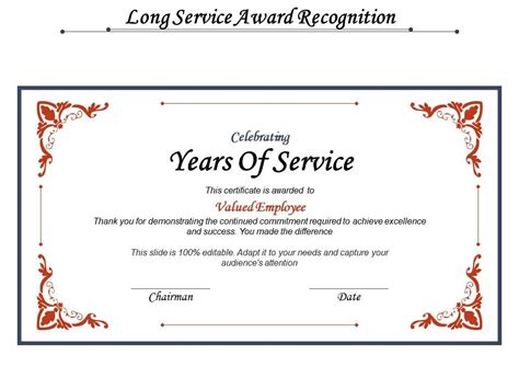 A certificate of service is a document that certifies an employee's time of service in a company or organization. Long Service Award Recognition | PowerPoint Design ...
