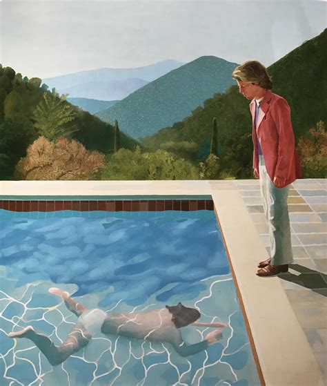 Portrait Of An Artist Pool With Two Figures 1972 Carol Neville