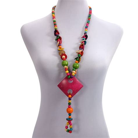 Beurself Multi Color Coconut Shell Bohemian Necklace For Women Knit