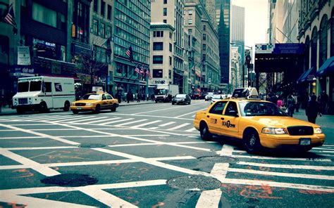 New York City Street Taxi Hd Wallpaper Desktop Wallpapers Hd 4k High