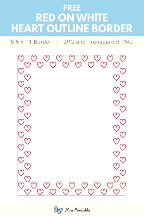 Red On White Heart Outline Page Border In 2021 White Heart Outline