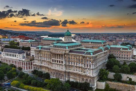 Budapest Hungary Aerial View Of The Beautiful Buda Castle Royal