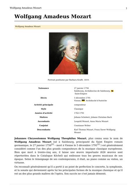 Pdf Wolfgang Amadeus Mozart Tousvoslivres Biographie De Mozar