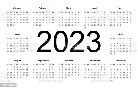 Modèle De Calendrier Pour Lannée 2023 La Semaine Commence À Partir Du