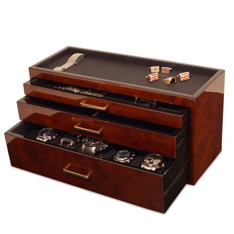 Hardwood Large Wooden Jewelry Box Organizer With Mirror And Lock Swing