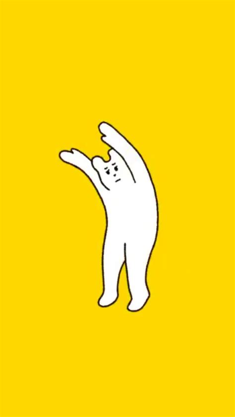 A White Cat On A Yellow Background