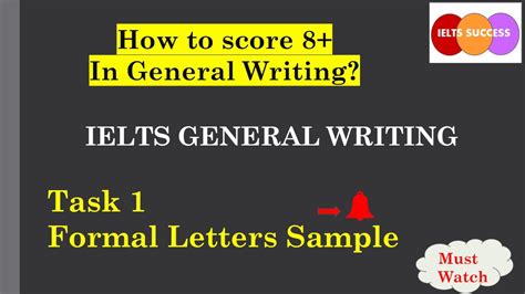 Ielts General Writing Task 1 Formal Letters Band8 Sample Youtube