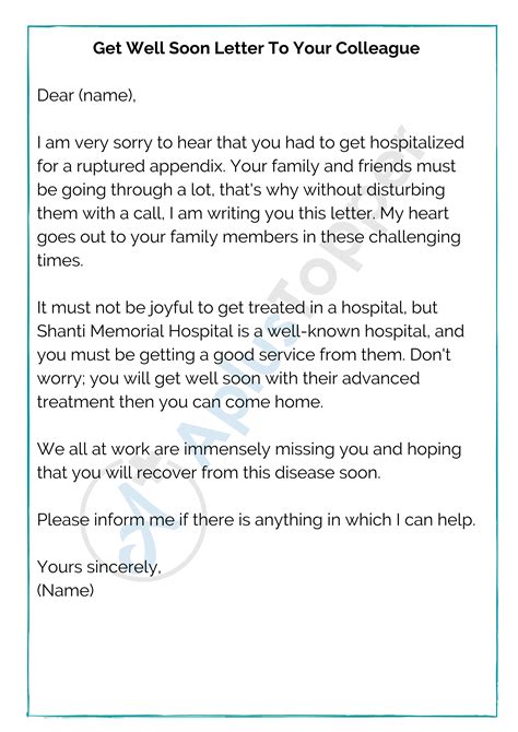 8 sample get well soon letters format and how to write get well soon letter a plus topper