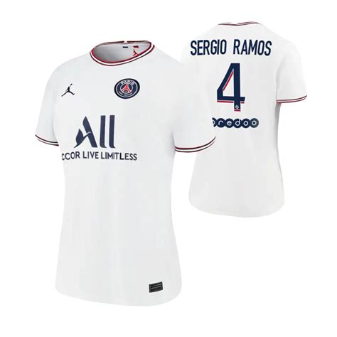 Women Sergio Ramos 2021 22 Fourth Paris Saint Germain Jersey White Replica