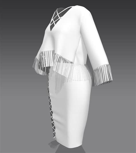 Tassle Top And Skirt Vintage Cloth Set Marvelous Designer 3D Model