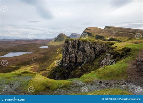 Landscape Around Quiraing Isle Of Skye Scotland United Kingdom Stock
