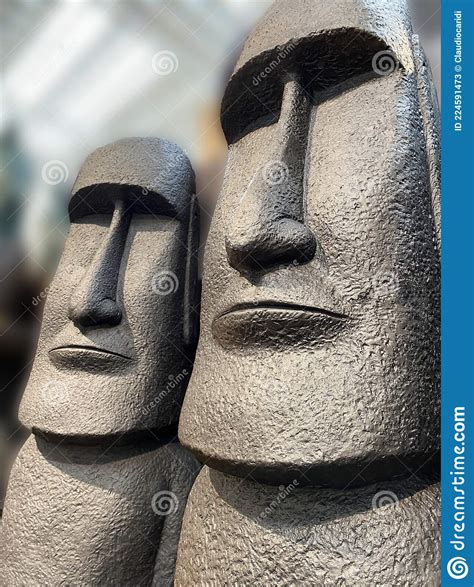 Reproduction Of Ancient Moai Statue Easter Island Editorial Stock