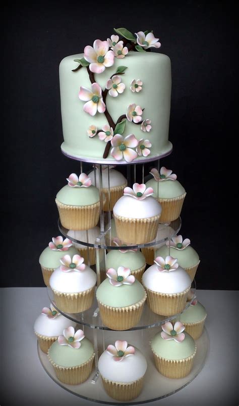 Small Things Iced Dogwood Wedding Cupcakes And Cutting Cake