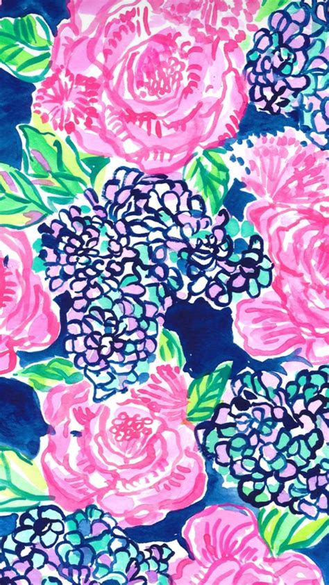 Lilly Pulitzer Wall Paper Roses And Hydrangeas Lily Pulitzer Painting