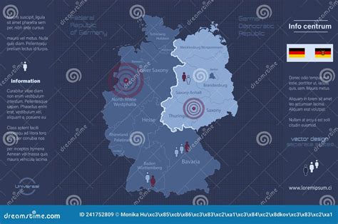 Germany Map Divided On West And East Germany With Regions With Names