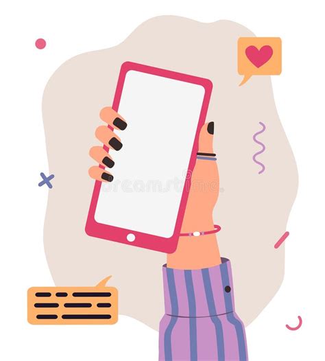 Vector Trendy Illustration Of Cartoon Human Hand Using Smartphone Modern Communication Concept