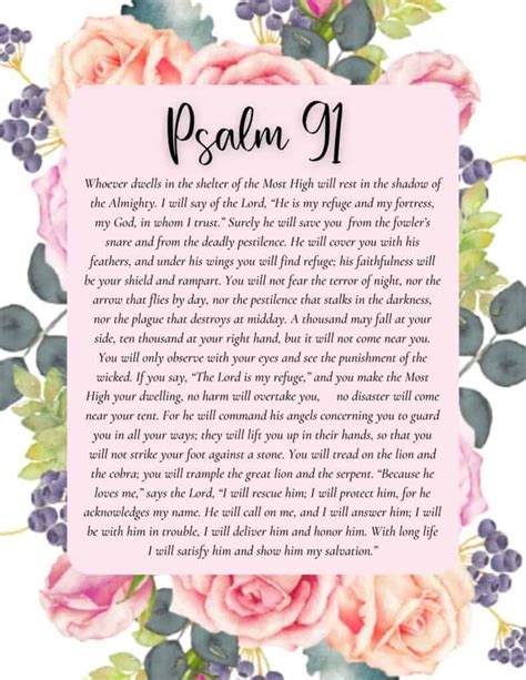 Printable Psalm 91 Prayer Of Protection