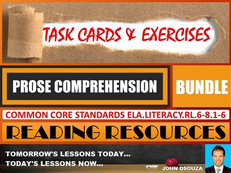 Prose Reading Comprehension Task Cards And Exercises Bundle