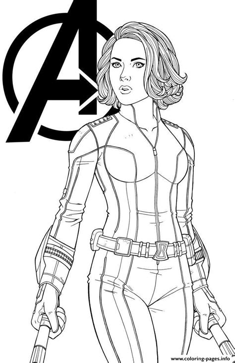 Black Widow Marvel Girl Coloring Page Printable