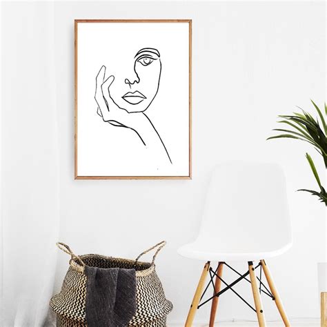 The Thinker Print Picasso Line Drawing Modern Poster Minimalist Face