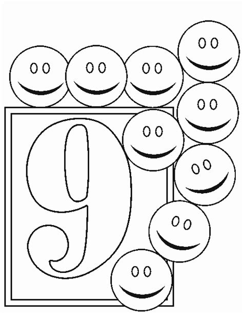 Numbers To Print For Free Nine Numbers Kids Coloring Pages
